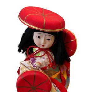 1970's Japanese Doll Red Kimono Obi National Dress 8.5"
